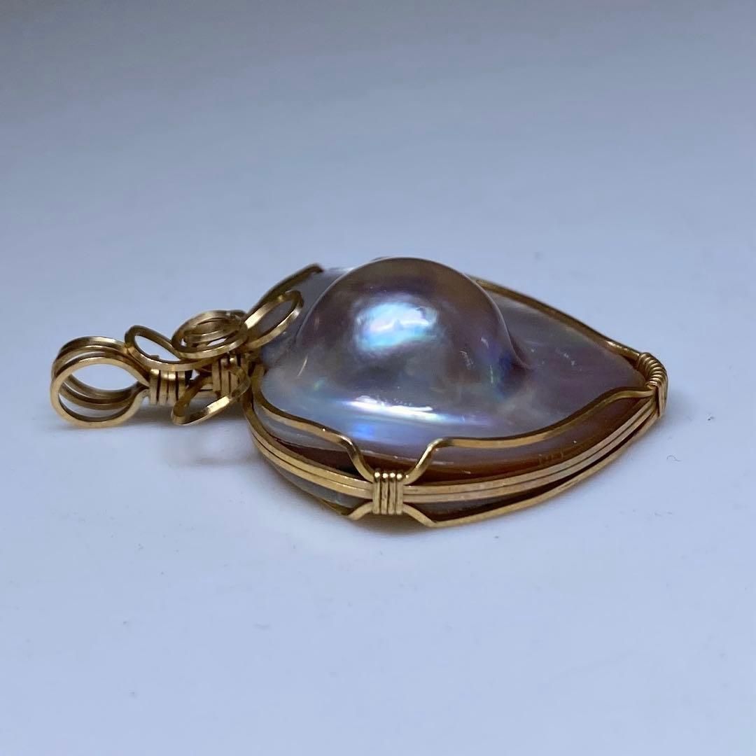 本マベ真珠 金巻ネックレストップ