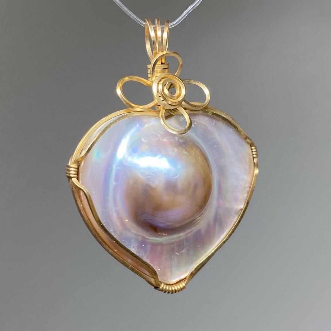 本マベ真珠 金巻ネックレストップ 6g 東Y7-0129 2F