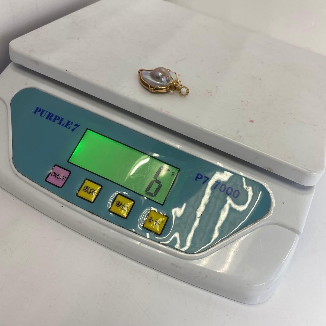 本マベ真珠 金巻ネックレストップ