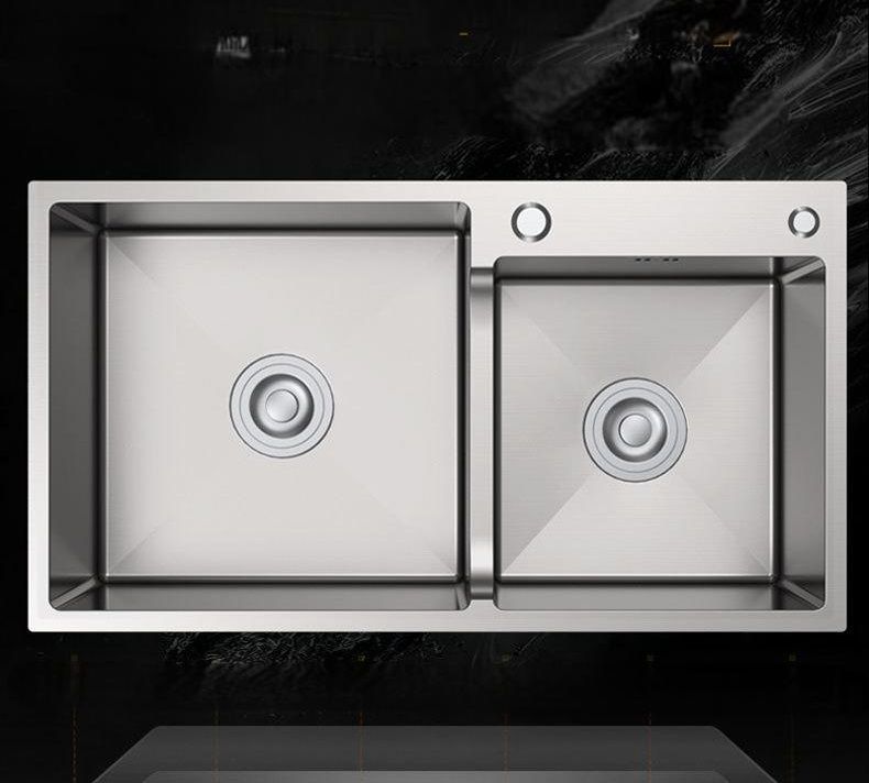 キッチン用品 ステンレス製流し台 台所 2槽シンク 食器洗いシンク 野菜シンク 便利 75*41*22CM