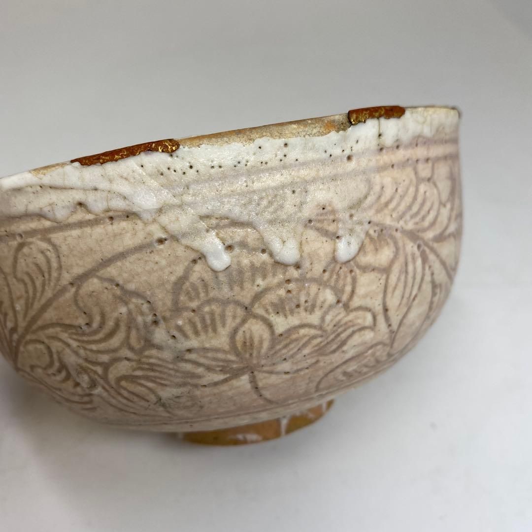 古代 中国 掻き落とし茶碗 直径11.6㎝ 東さ7-0130 2F