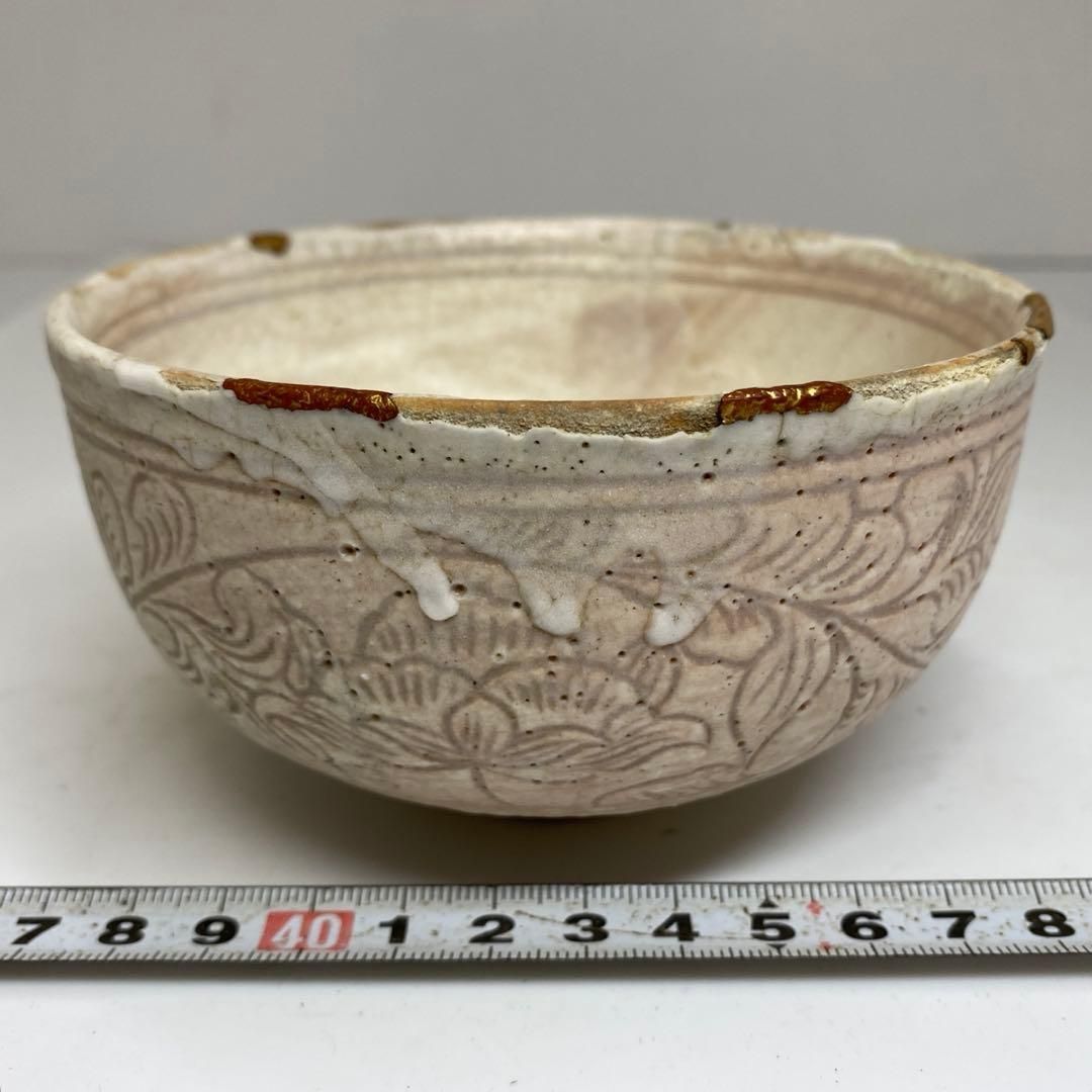 古代 中国 掻き落とし茶碗 直径11.6㎝ 東さ7-0130 2F