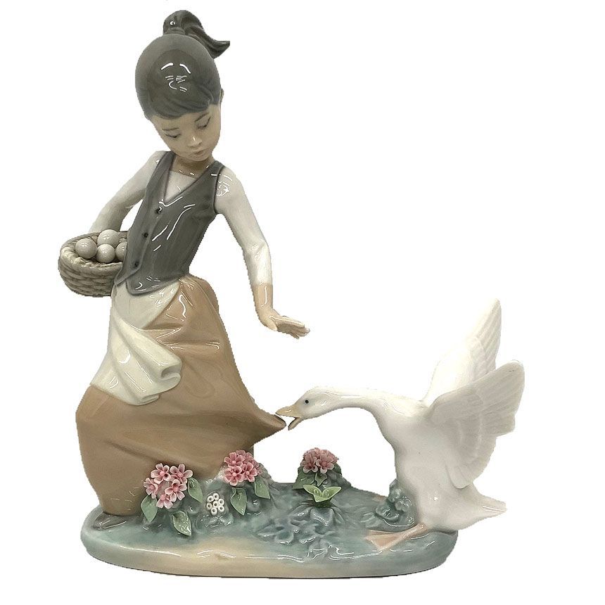 LLADRO リヤドロ リアドロ 陶器人形 置物 女の子 あひるの逆襲 アヒルと少女 フィギュリン aq12177