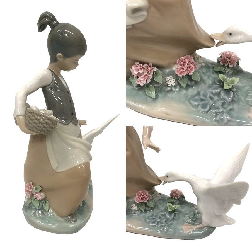 LLADRO リヤドロ リアドロ 陶器人形 置物 女の子 あひるの逆襲 アヒルと少女 フィギュリン aq12177