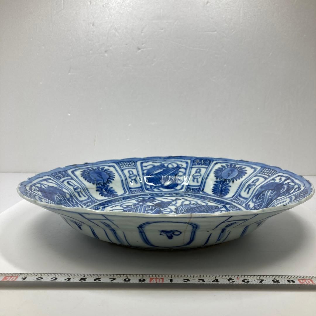 中国明時代　呉州古染付芙蓉手大皿　木箱付　直径約39㎝　東Y7-1106⑤タトオ 中国明時代 古染付芙蓉手大皿 トコオ 東里7-0131① - メルカリ