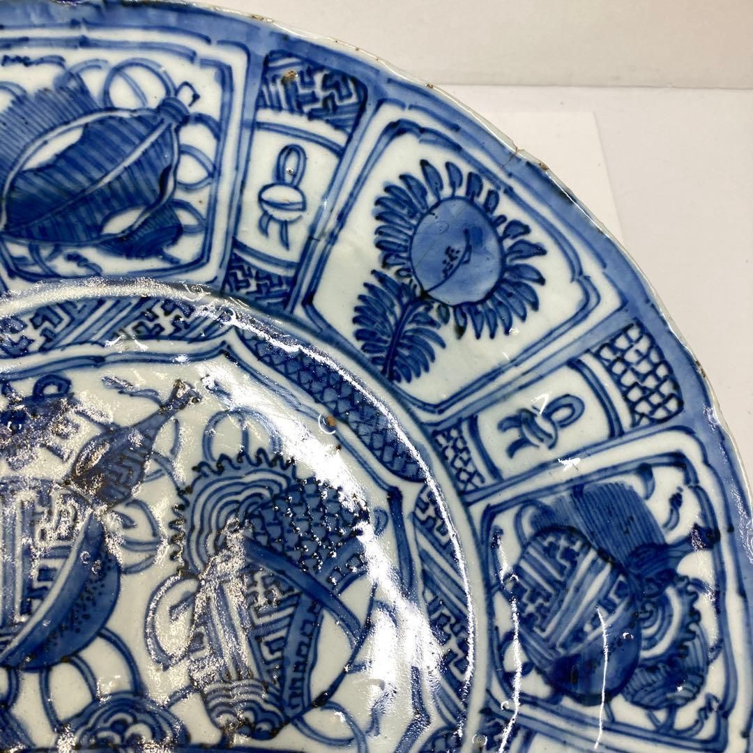 中国明時代　古染付芙蓉手大皿　トコオ　東里7-0131① 中国明時代 古染付芙蓉手大皿 トコオ 東里7-0131① 中国 明