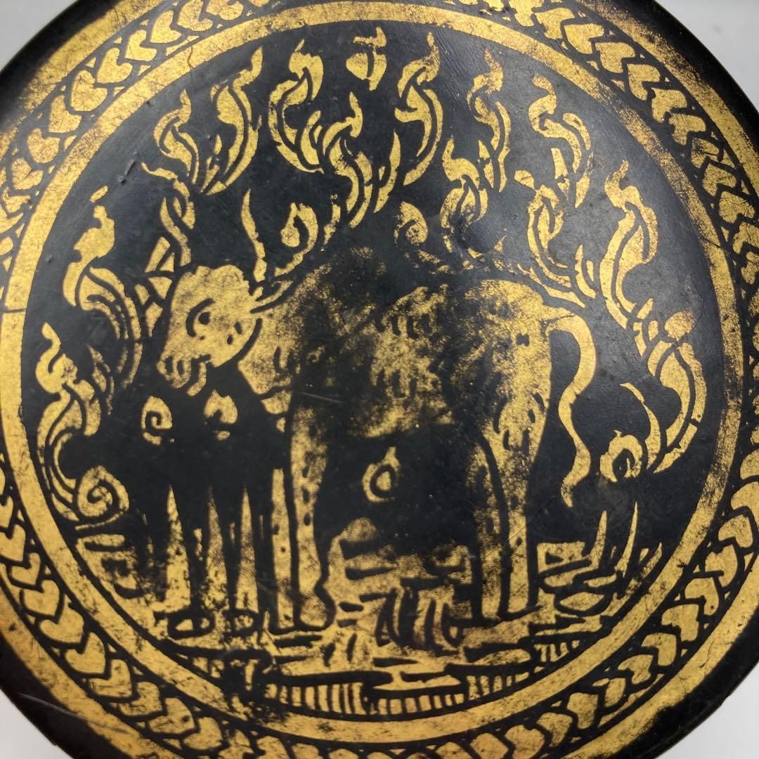 中国清時代 藍胎金彩 牛の図 煙草入 直径8.5㎝タトオ 東な7-0131 2F