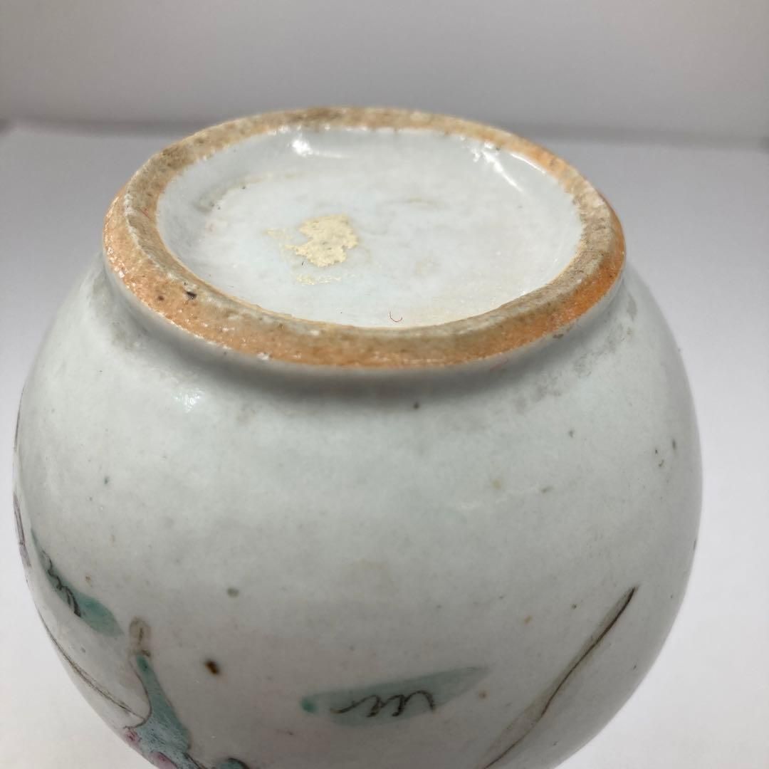 中国清時代粉彩文具 中国清時代 粉彩人物画 花入 一対高さ13.4・12.8㎝東な7-0131