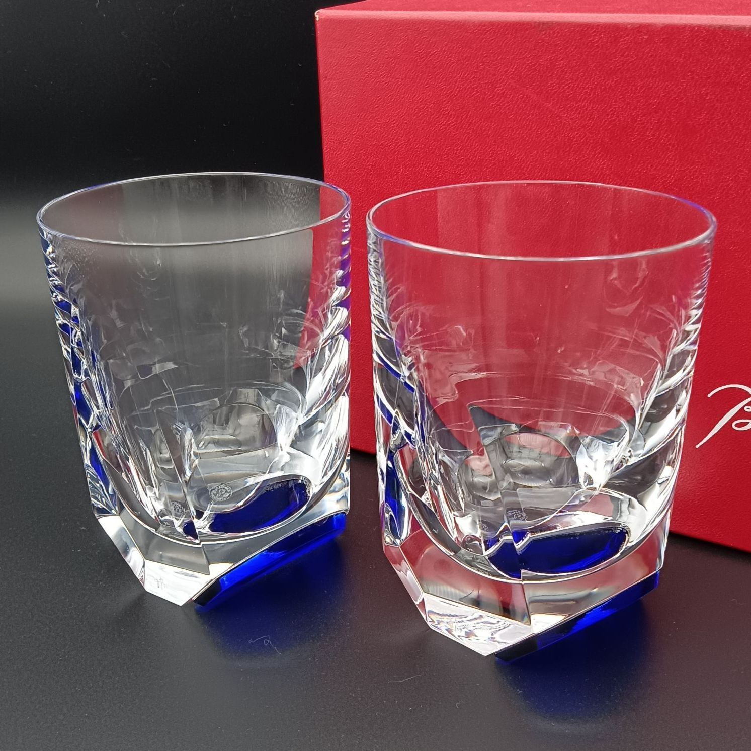 バカラ プロジェクション ロックグラス Projection 青 ペア BACCARAT