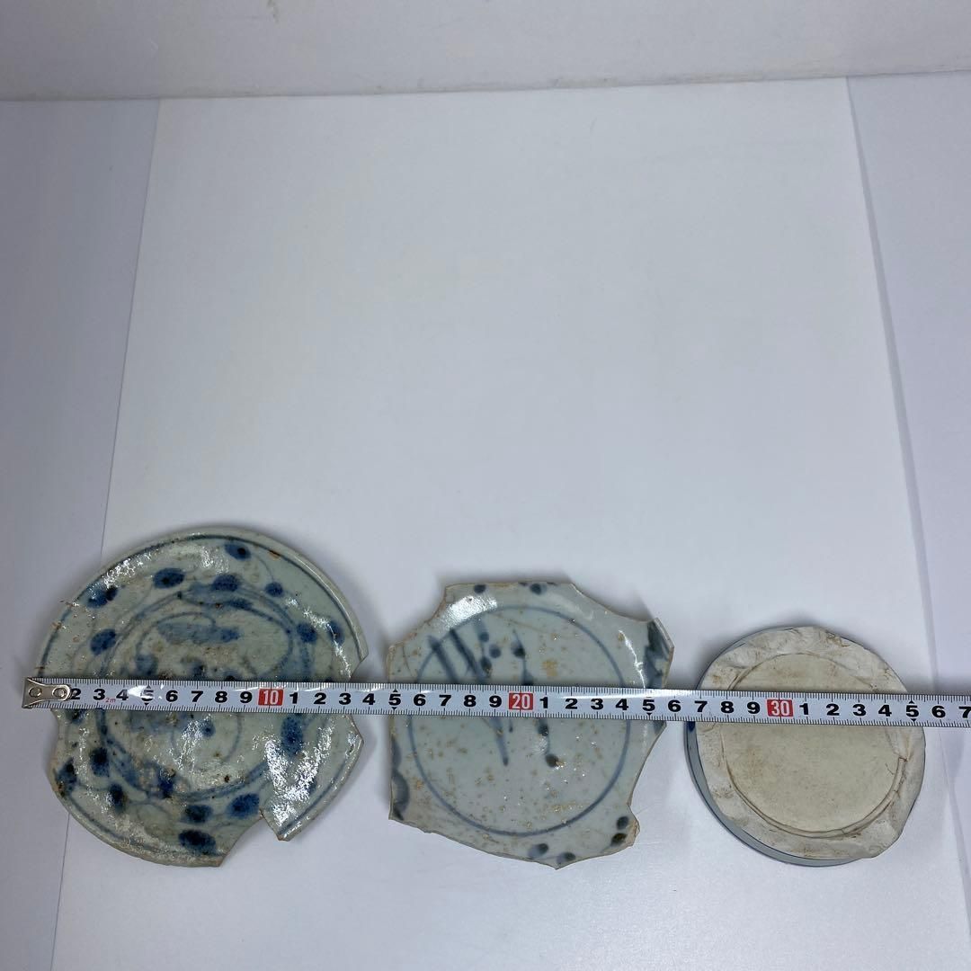 木歌 大明萬暦年製 初期伊万里 陶片 3点 直径14.2・13・9.1㎝トヒオ