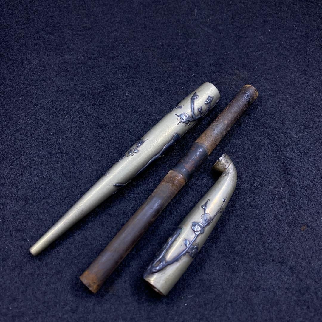 早い者勝ちの限定セール。 江戸時代 金銀象嵌 煙管 85g 21.7㎝ トカオ 東な7-0201 2F