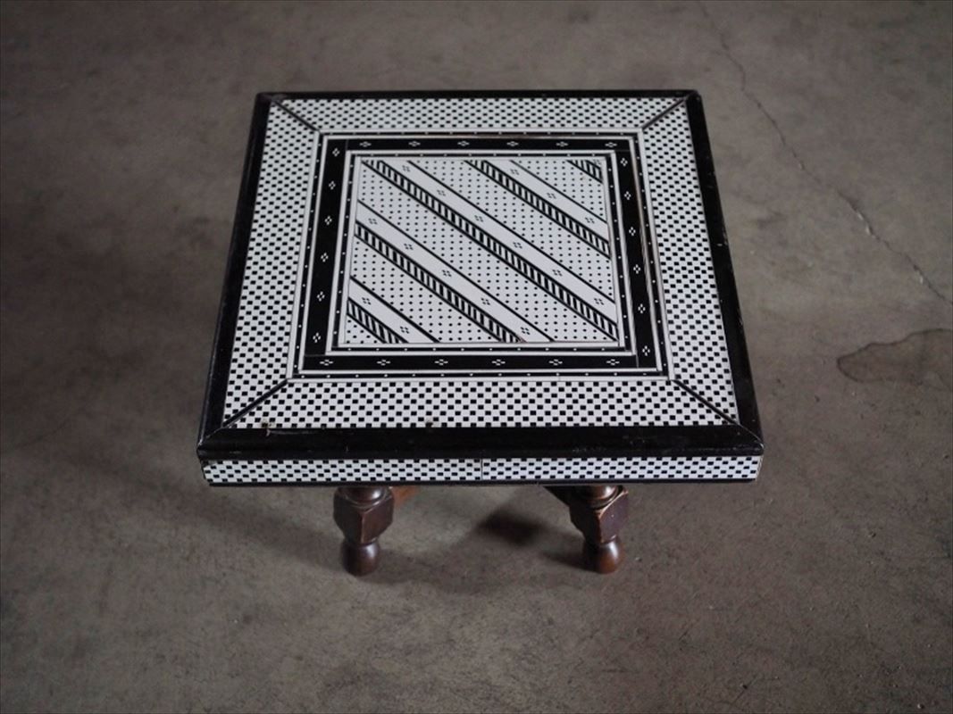 陶器天板の小さなリメイクローテーブル 古録展 送料無料 品番B473