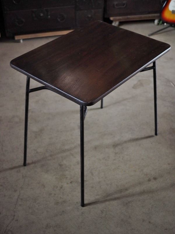 レトロ鉄脚無垢板リメイクテーブル 古録展 品番F4487