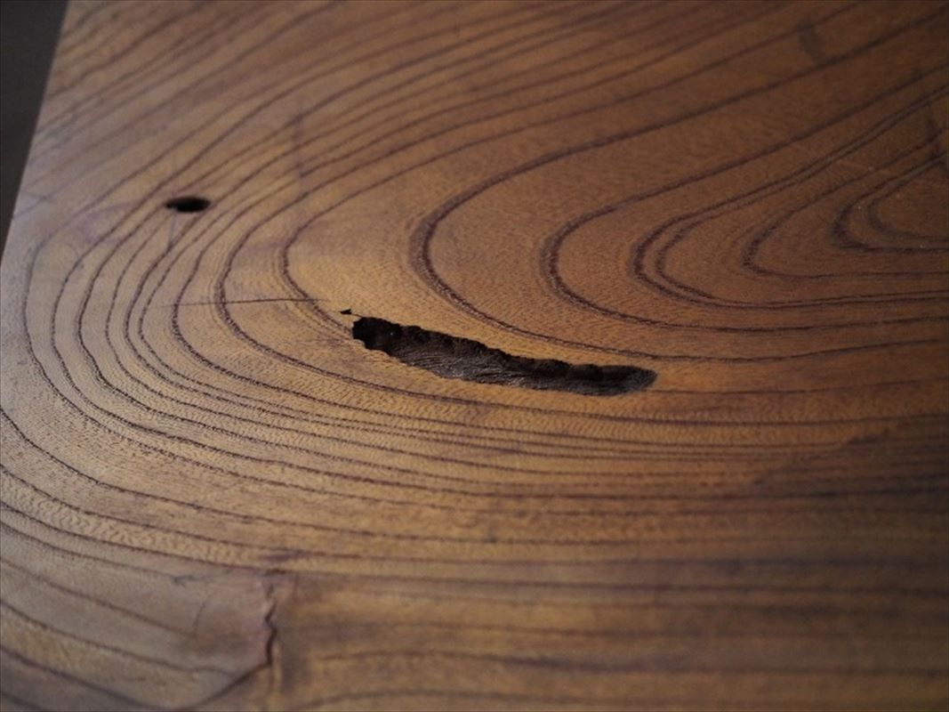 レトロ鉄脚ケヤキ無垢板リメイクテーブル