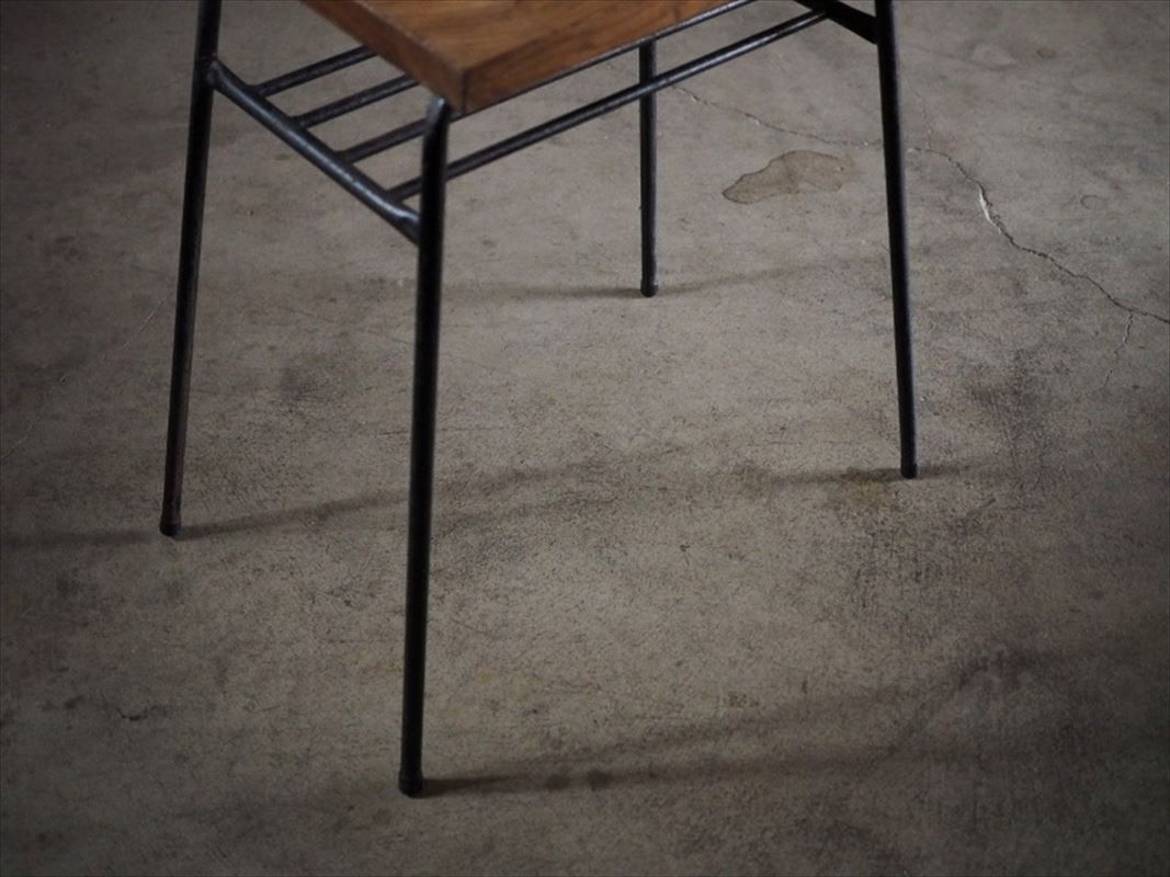 レトロ鉄脚ケヤキ無垢板リメイクテーブル 古録展