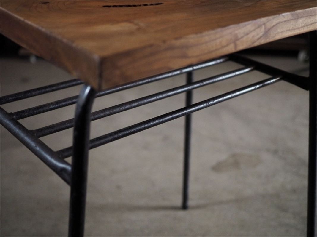 レトロ鉄脚ケヤキ無垢板リメイクテーブル