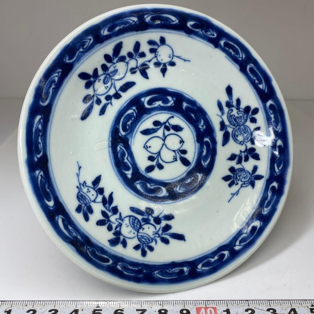 中国清時代 青花在銘 中皿 直径14.8㎝ 東な7-0201☆
