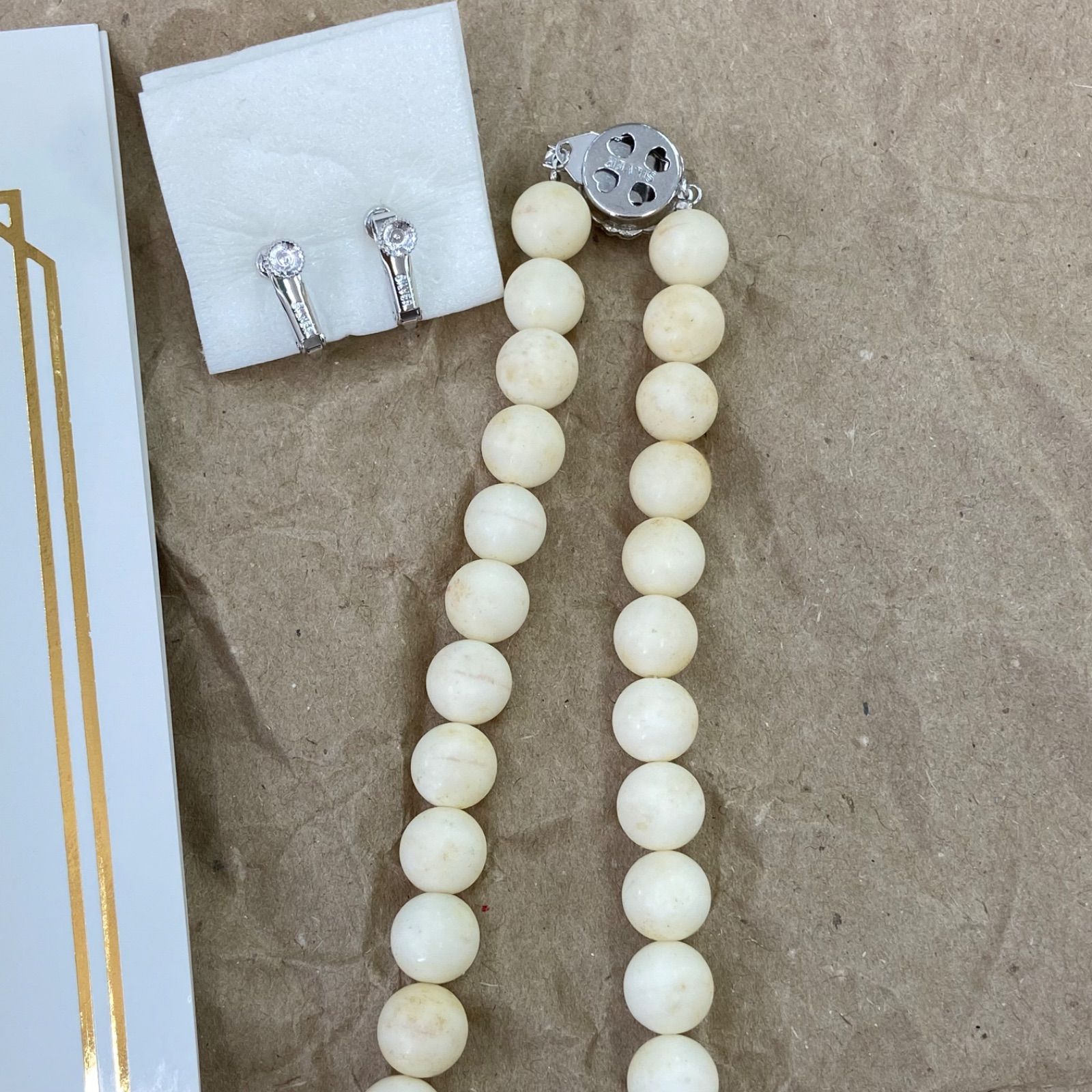 値下げ】白サンゴ 珊瑚 ネックレス イヤリング セット 高島屋 保証書 