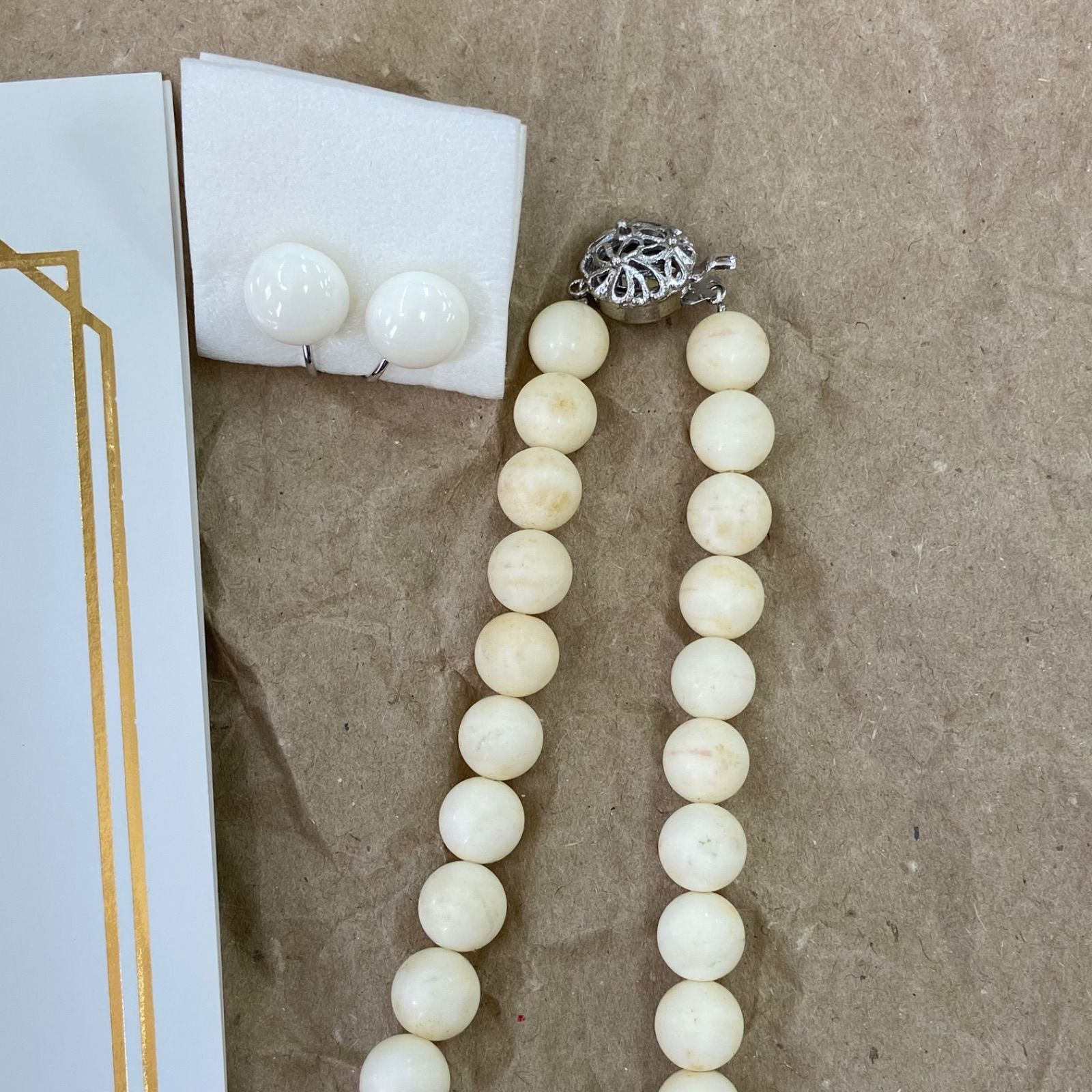 値下げ】白サンゴ 珊瑚 ネックレス イヤリング セット 高島屋 保証書 