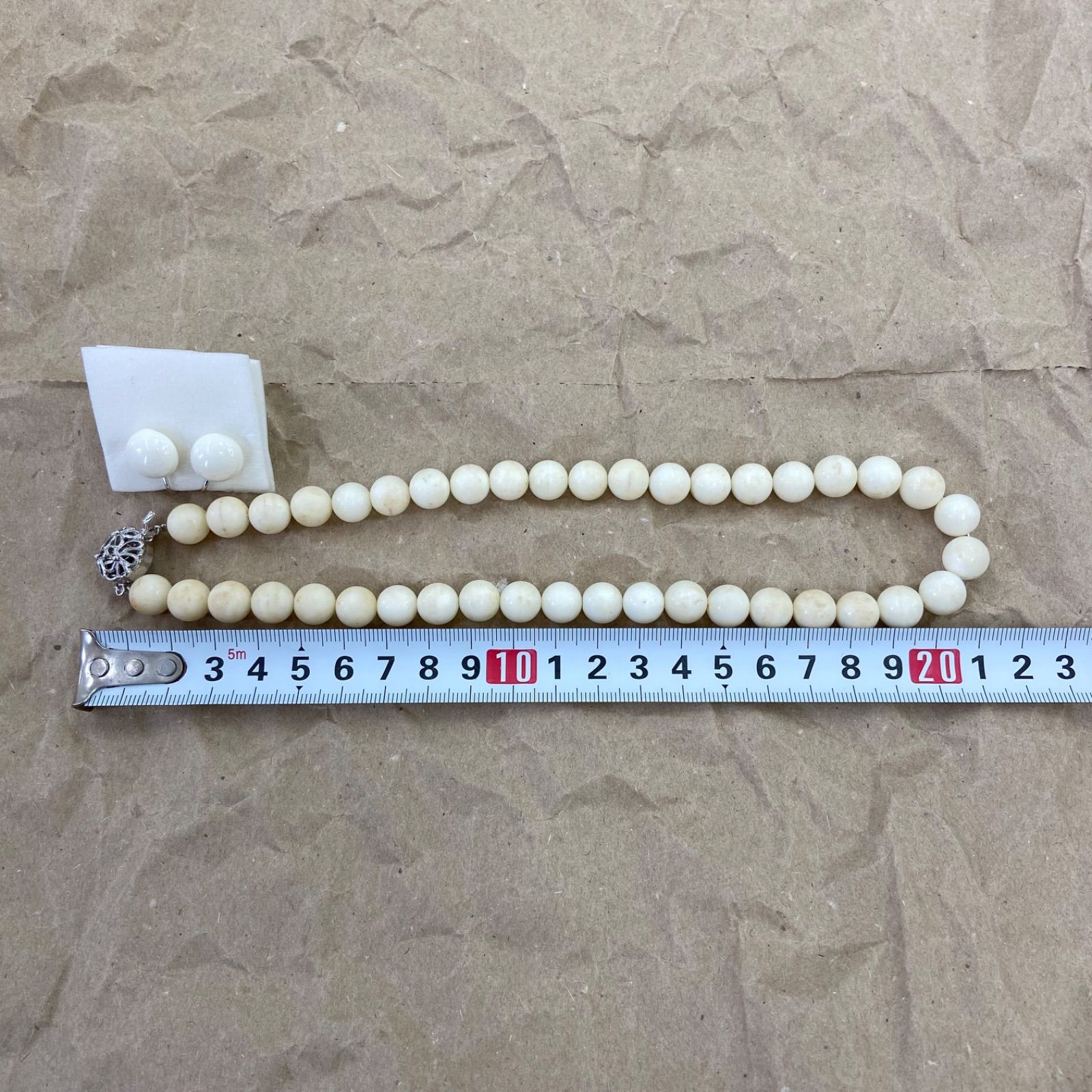 値下げ】白サンゴ 珊瑚 ネックレス イヤリング セット 高島屋 保証書 