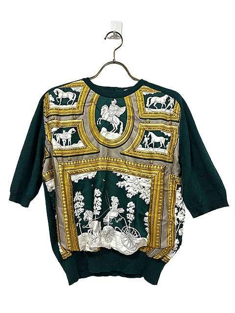 エルメス シルク 長袖シャツ ニット ポロ セリエボタン 40