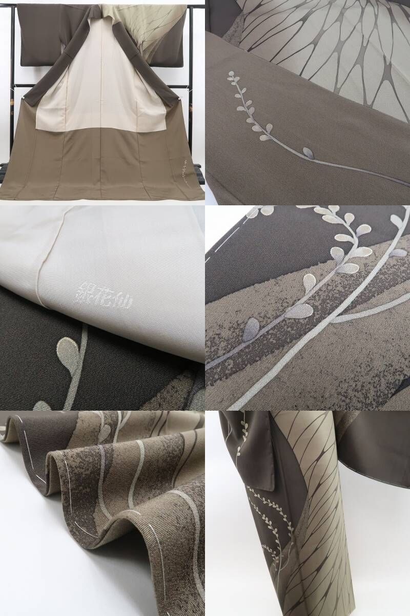 ❁tomihisa❁新品 銀花仙 着物 正絹 仕付け糸付 トールサイズ”シックな