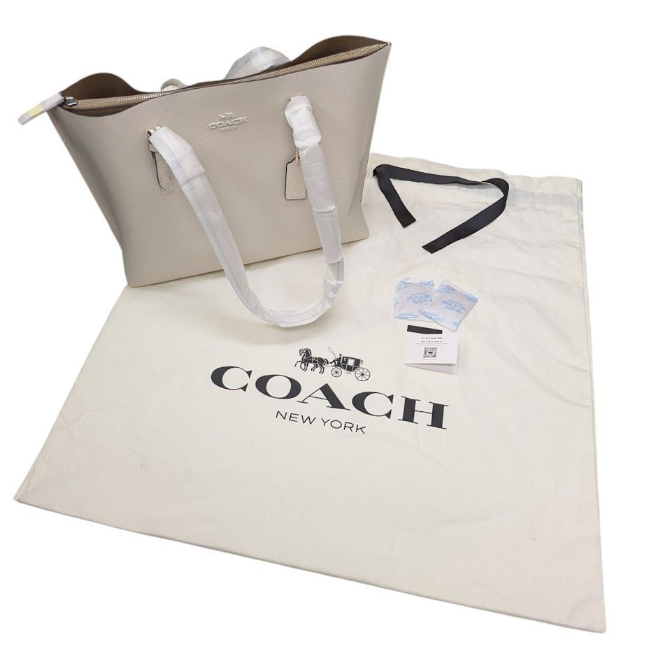 美品 COACH コーチ トートバッグ M2466 CV968 10011305JDC1 LTH TNL HW MOLLIE TO ホワイト系