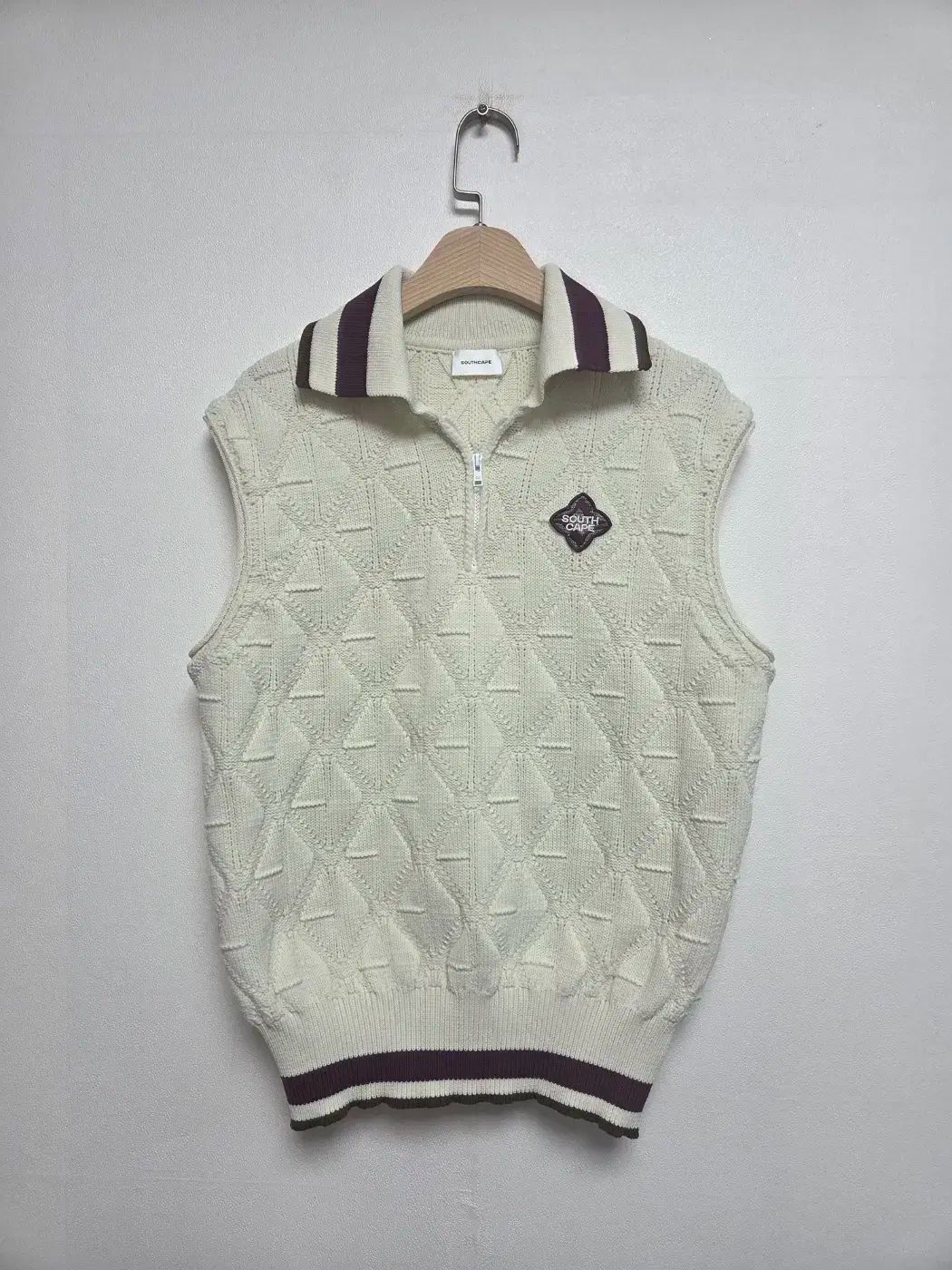 SOUTH CAPE レディース ゴルフ ハーフジップアップ ニット ベスト アイボリー L