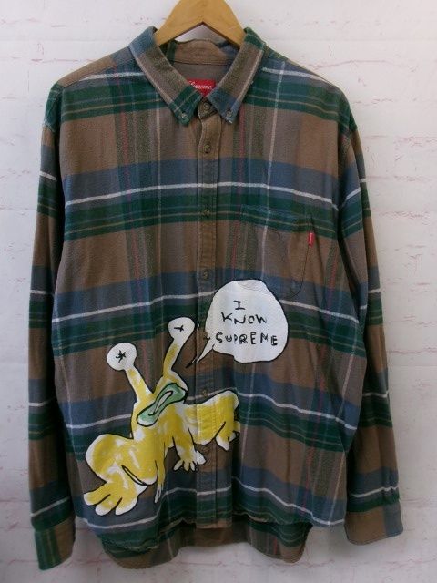 20SS Supreme シュプリーム Daniel Johnston Plaid Shirt 長袖シャツ チェック ブラウン グリーン XL 991881851