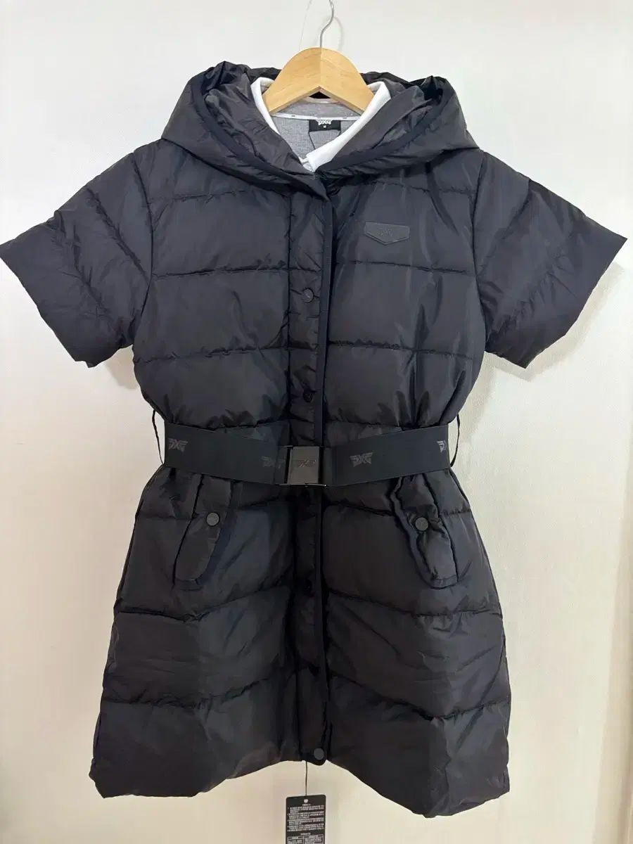 PXG レディース ダウン 半袖 ベルト付き ダウン ブラック