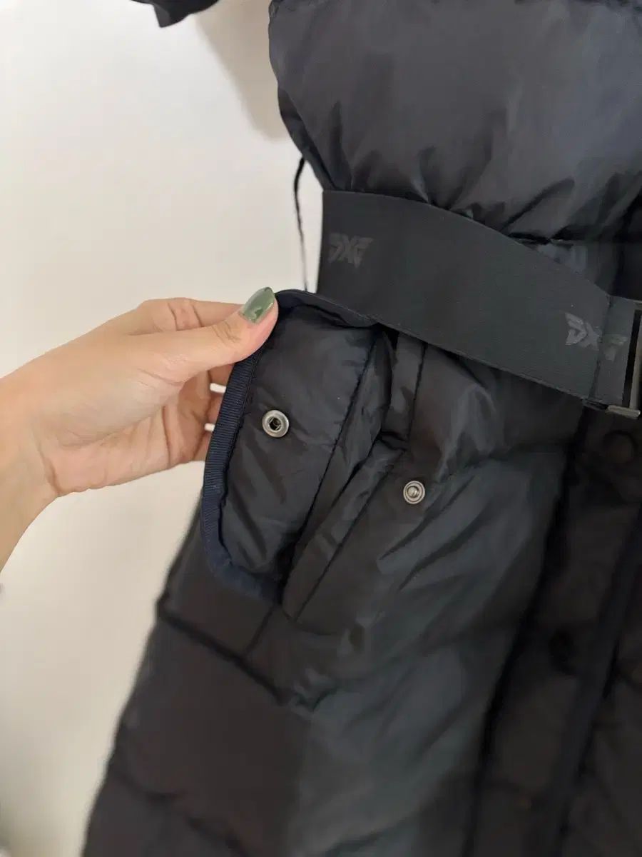 PXG レディース ダウン 半袖 ベルト付き ダウン ブラック LLC-HASEGAWATOSO_COM