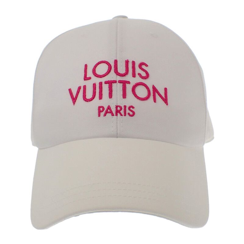 ルイヴィトン LOUIS VUITTON キャップ マイLVパリ M 7592 コットン ホワイト ピンク ゴールド金具 レディース メンズ Aランク