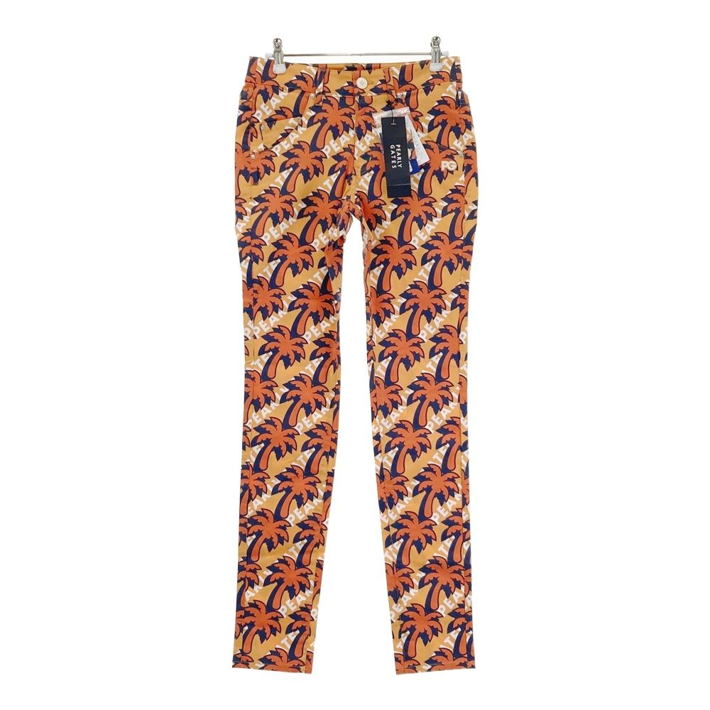 サイズ 0 PEARLY GATES パーリーゲイツ 055-1231606 ストレッチパンツ ロゴ ヤシの木柄 オレンジ系 240101543716 ゴルフウェア レディース ストスト