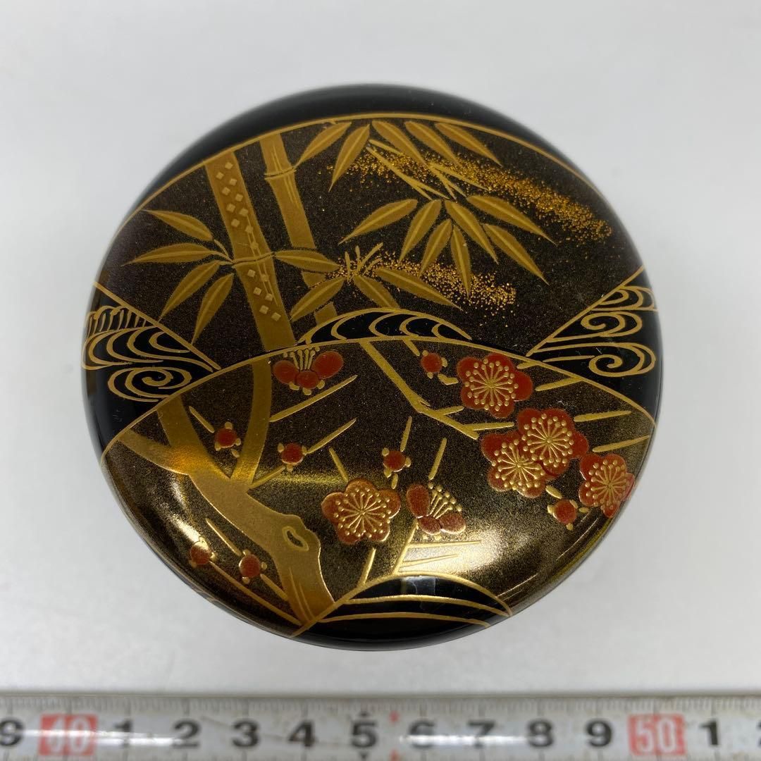 平野五郎（桂山）作 輪島塗扇面四君子 蒔絵棗 共箱 トヒサ東さ7-0202