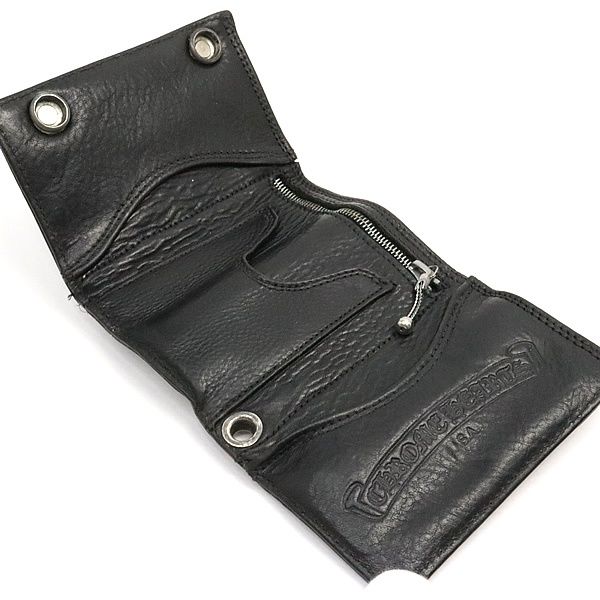  クロムハーツ CHROME HEARTS 3フォールド ウォレット クロスボタン 三つ折り財布 レザー SV 925 17486 三つ折り財布 折り財布