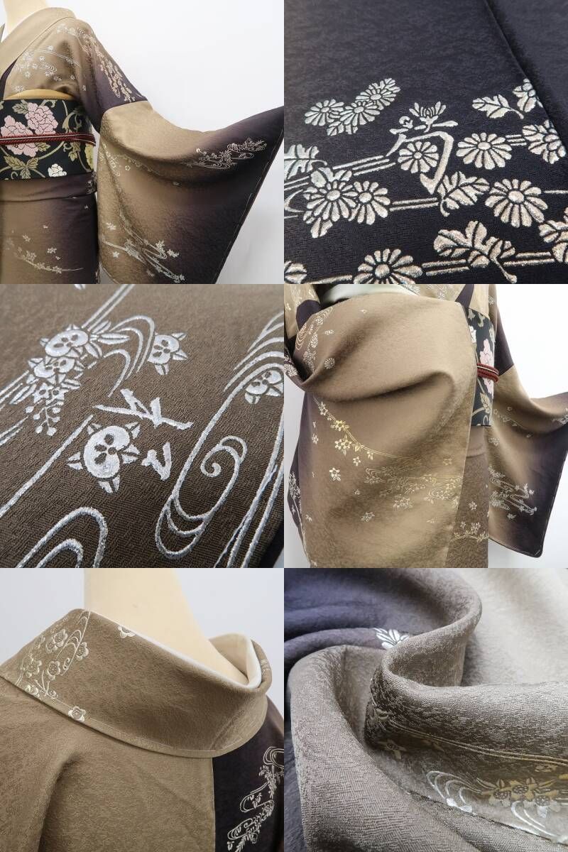  ❁tomihisa❁ 金彩友禅 縦暈し 着物 正絹 仕付け糸付 遠目は奥ゆかしく近づけば遊び心が顔を出す 小紋 6834 小紋 着物