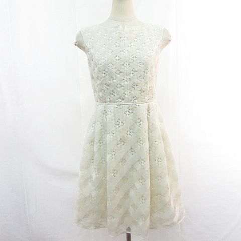 トッカ TOCCA ノースリーブ ワンピース 膝下丈 0 アイボリー レース