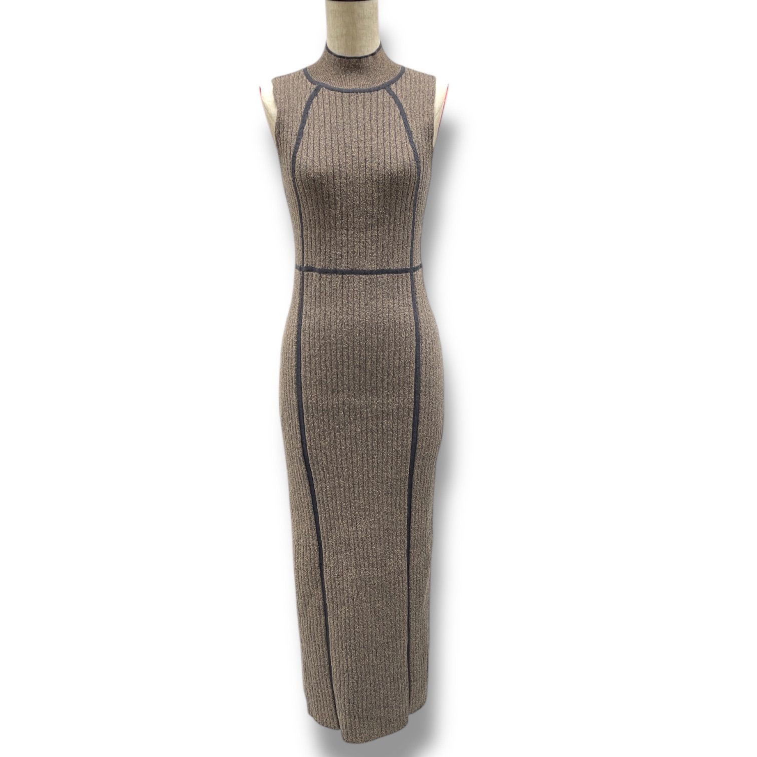 TODAYFUL トゥデイフル Mixknit Pencil Dress ミックスニットペンシルドレス ロングワンピース ノースリーブ 麻 リネン 12310316 茶色 ブラウン 36サイズ レディース 夏 ゴーゴー古着久喜倉庫店 No.1329