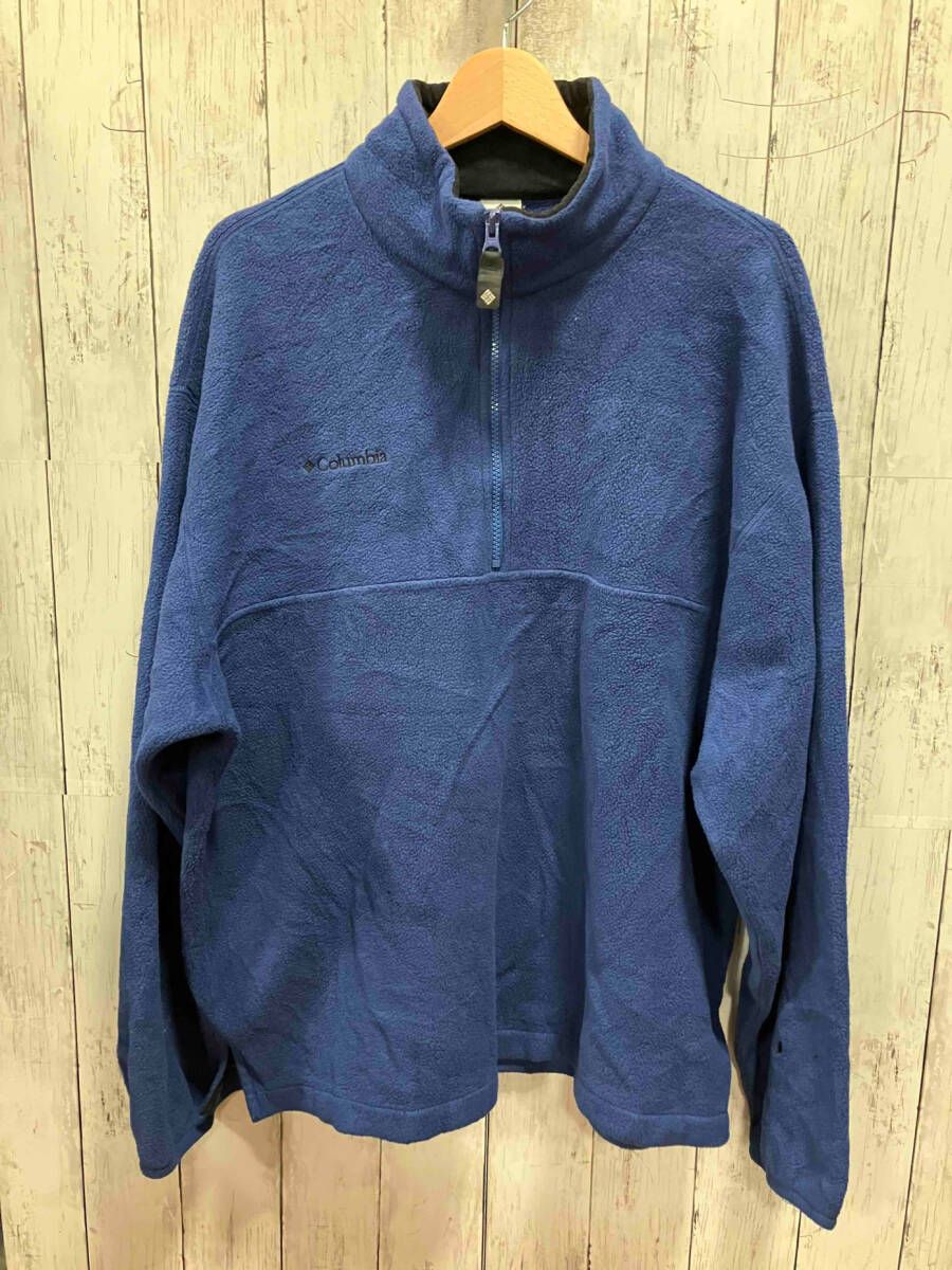Columbia コロンビア メンズ フリース ネイビー 90s USA製 ハーフジップ 左袖穴有り ポリエステル USA製 サイズL