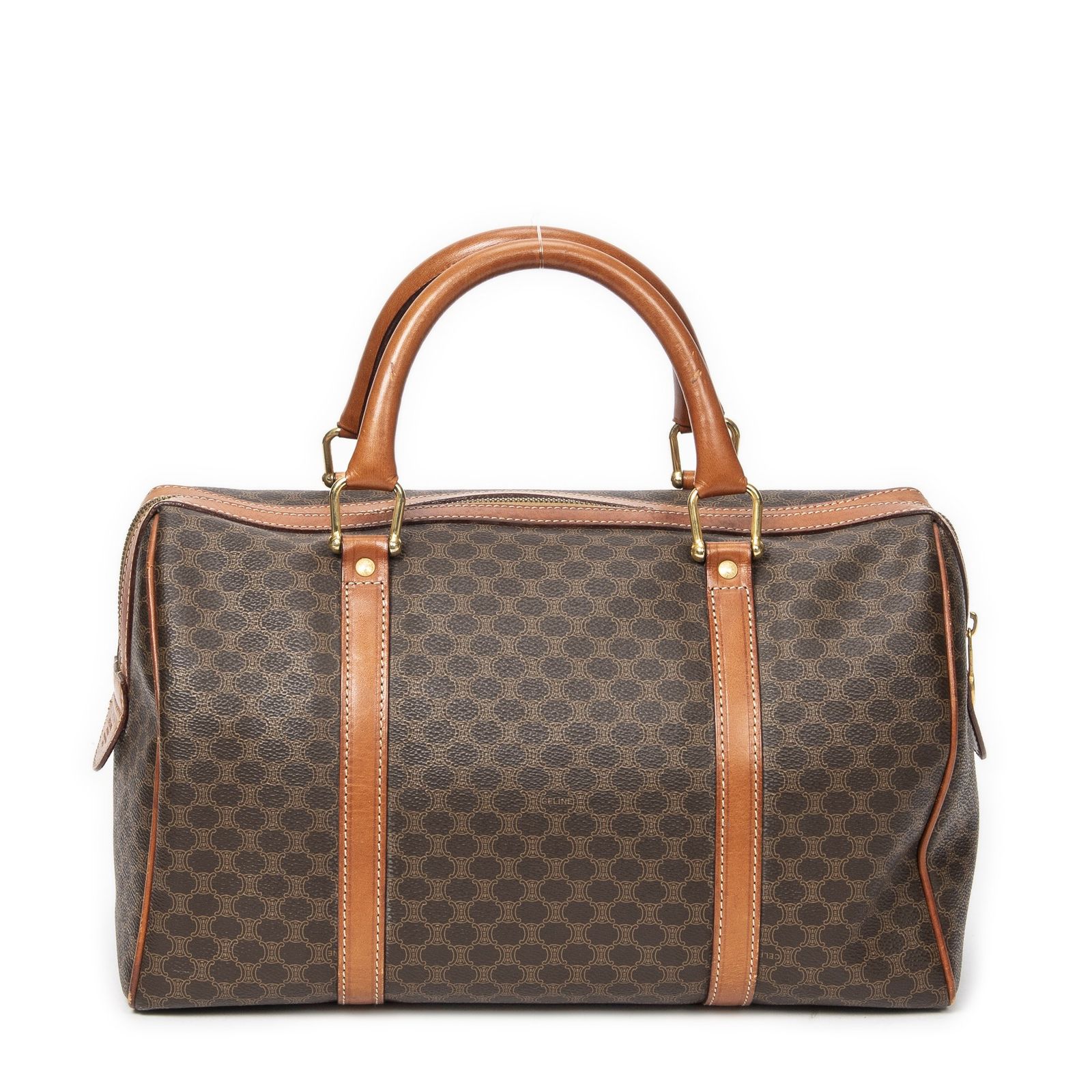 ミディアム ボストン茶色マカダムPVCキャンバスAB