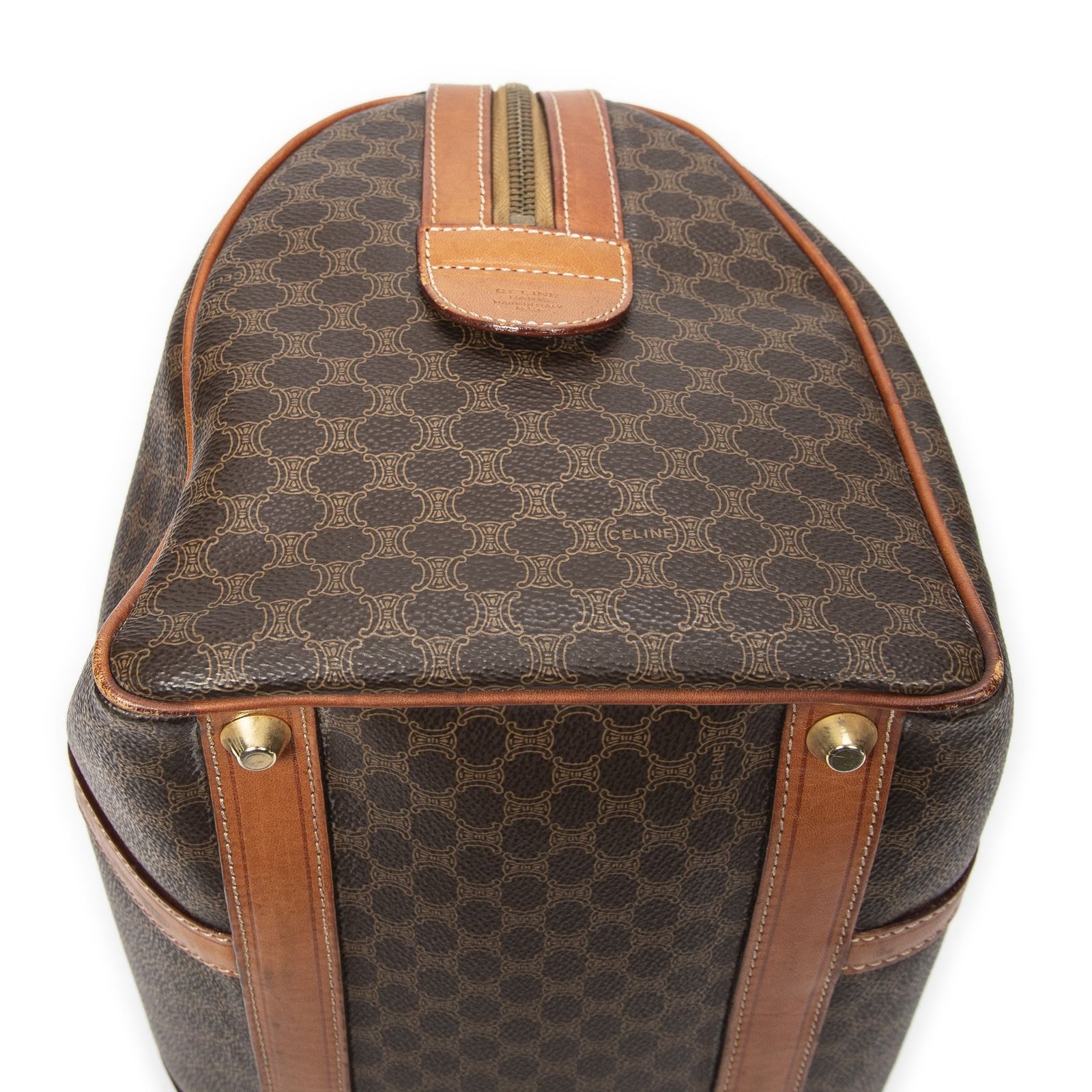 CELINE セリーヌヴィンテージ ミディアム ボストン茶色マカダムPVCキャンバスAB NEXPOTALLINN_EU