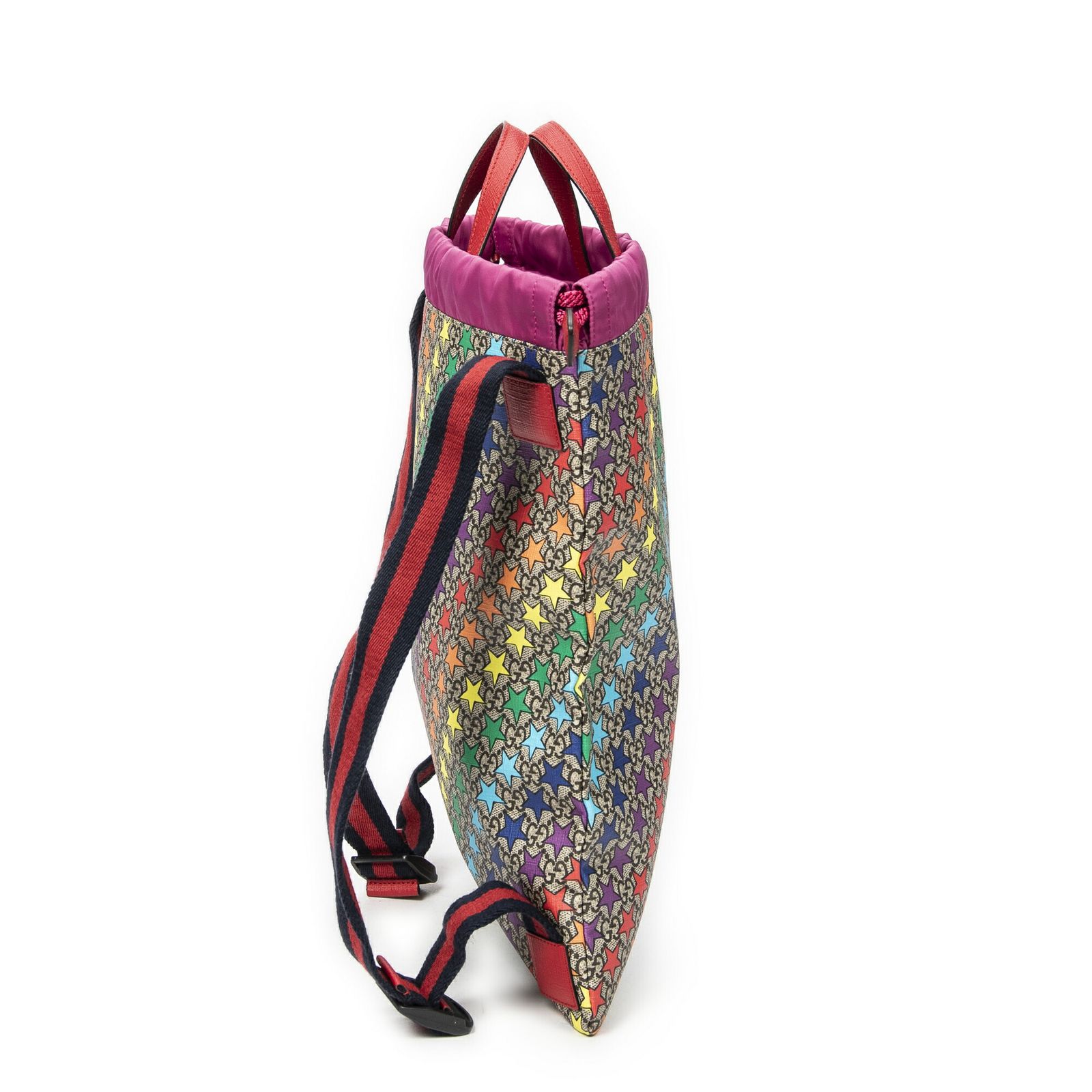 バックパックベージュ レッドプリントスプリームPVCキャンバスA