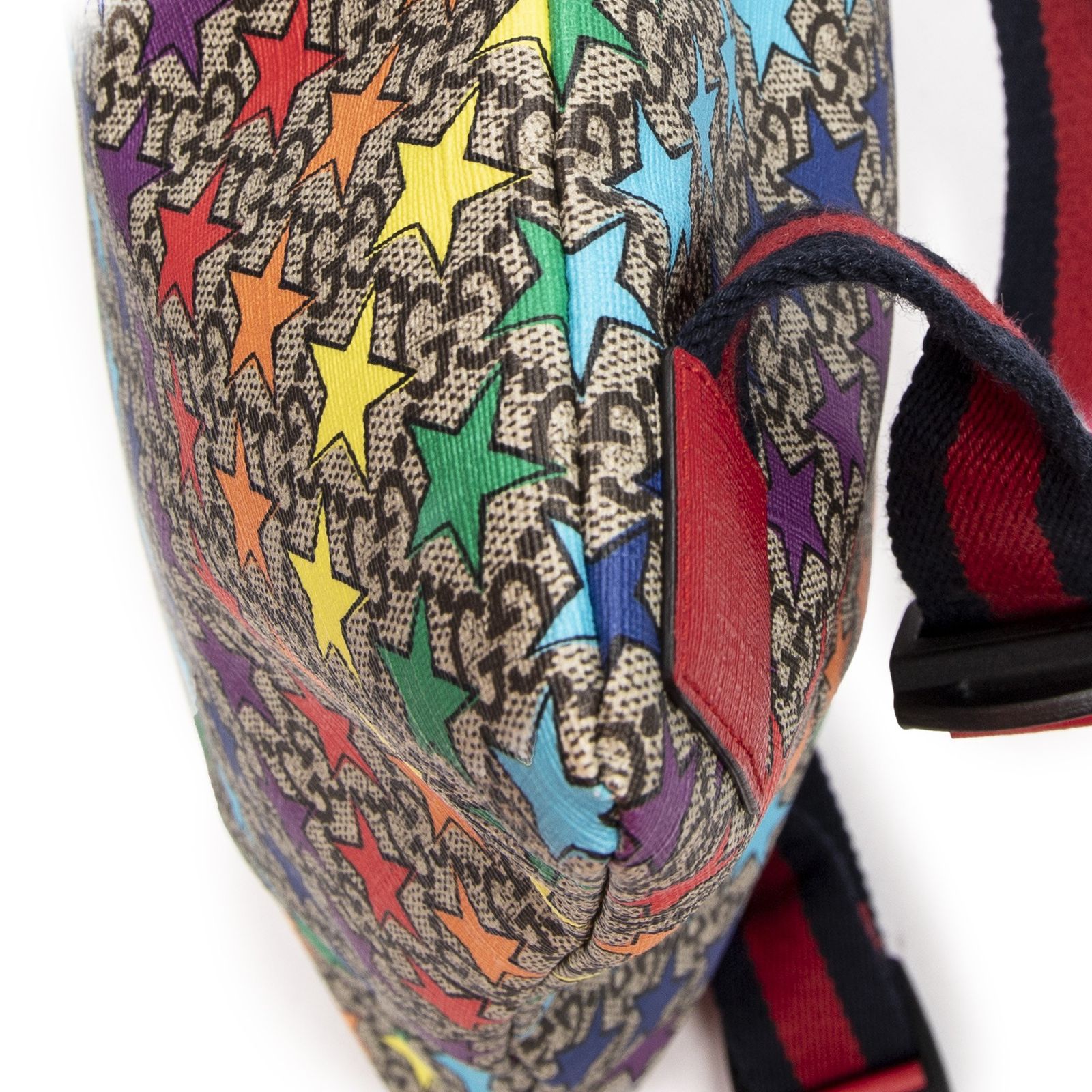 バックパックベージュ レッドプリントスプリームPVCキャンバスA