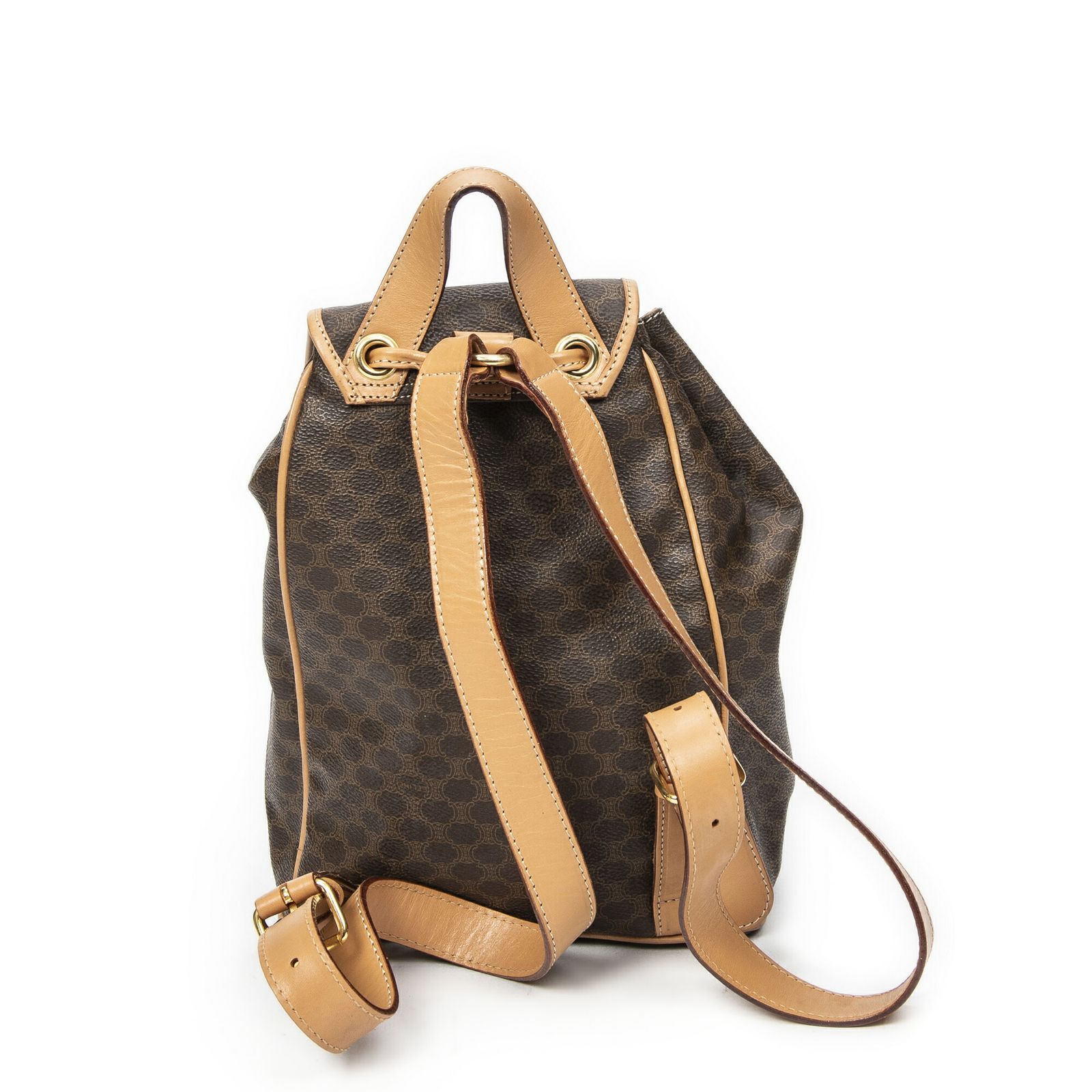 セリーヌ巾着フラップ バックパックブラウン