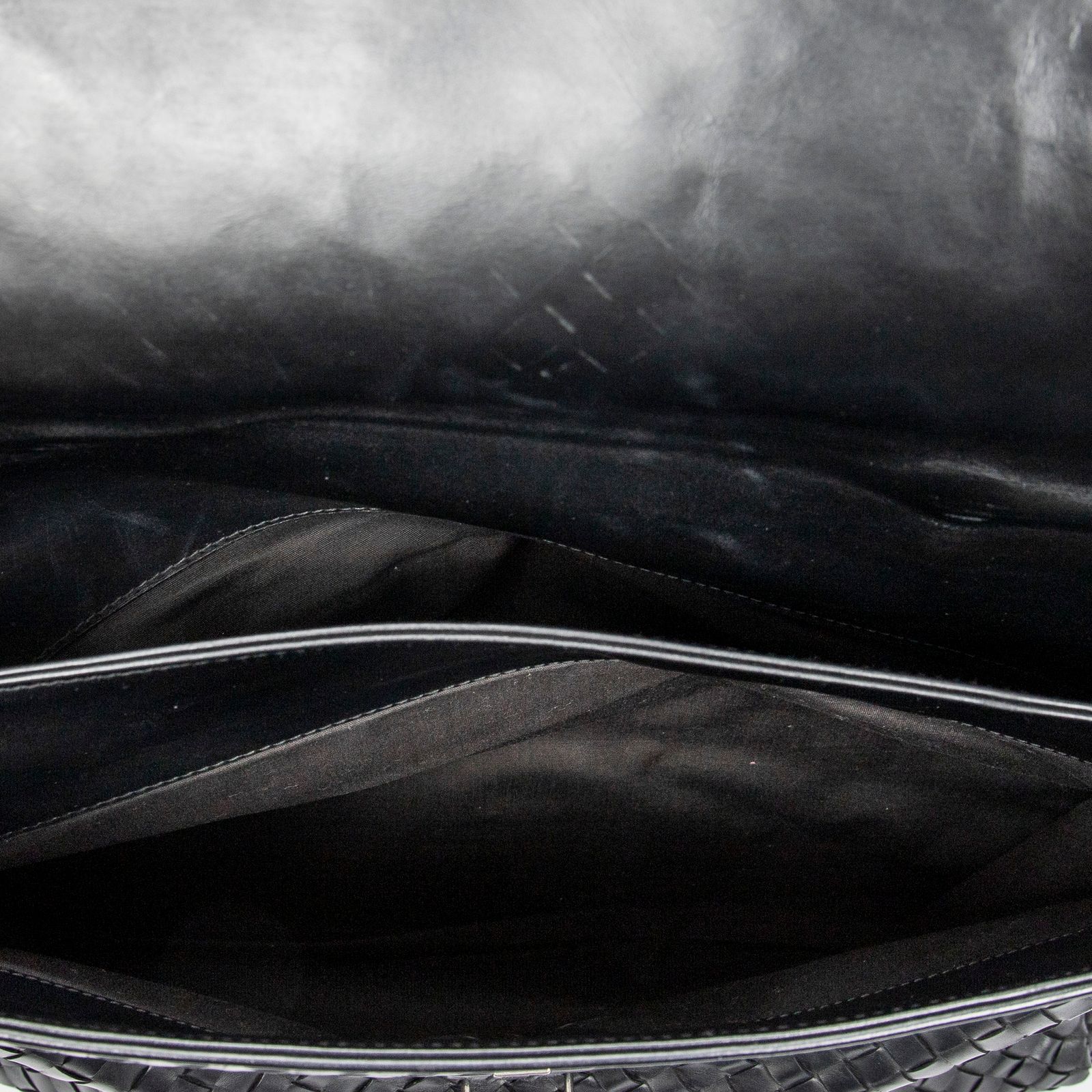 ボッテガヴェネタエンベロープブリーフケース黒イントレチャートレザーAB