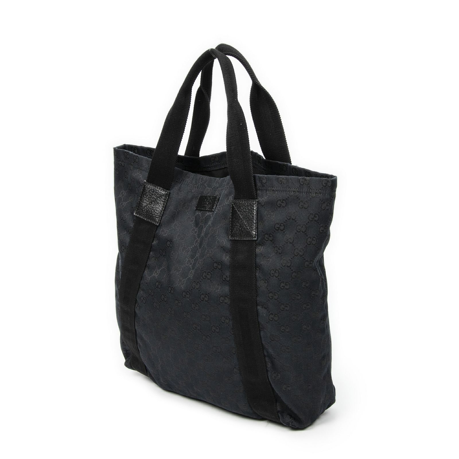GUCCI グッチウェブオープンショッパー黒GGキャンバスA