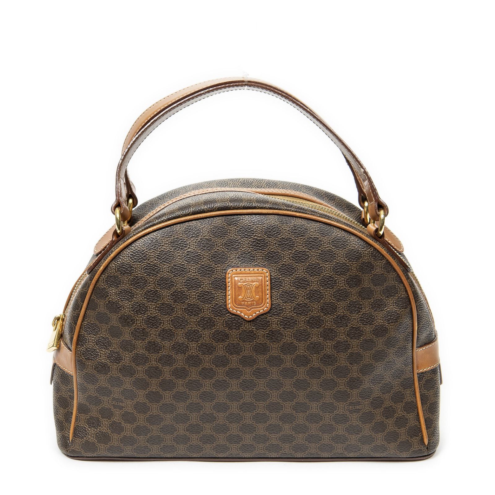 CELINE セリーヌドームボウラーバッグ茶色マカダムPVCキャンバスA