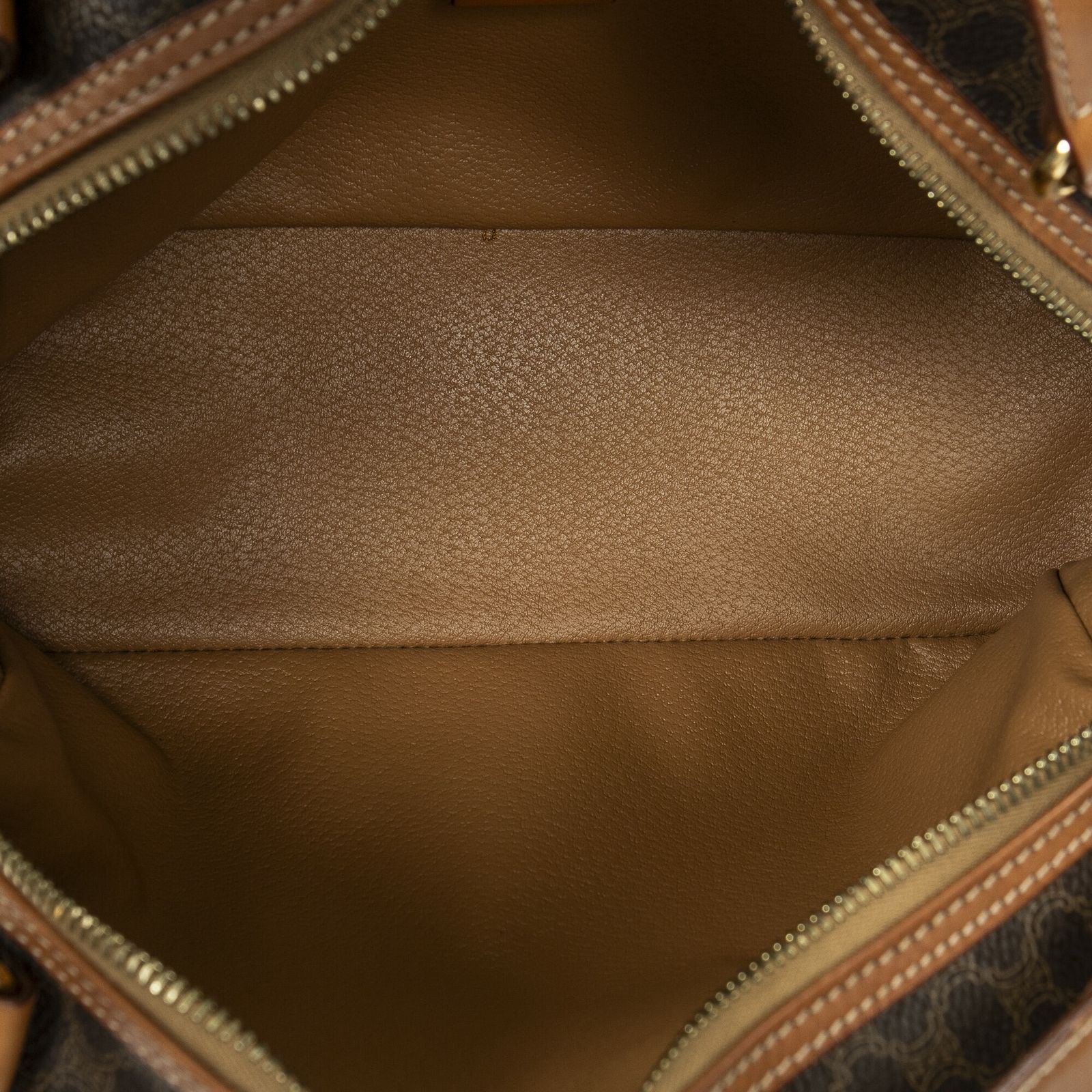 セリーヌドームボウラーバッグ茶色マカダムPVCキャンバスA