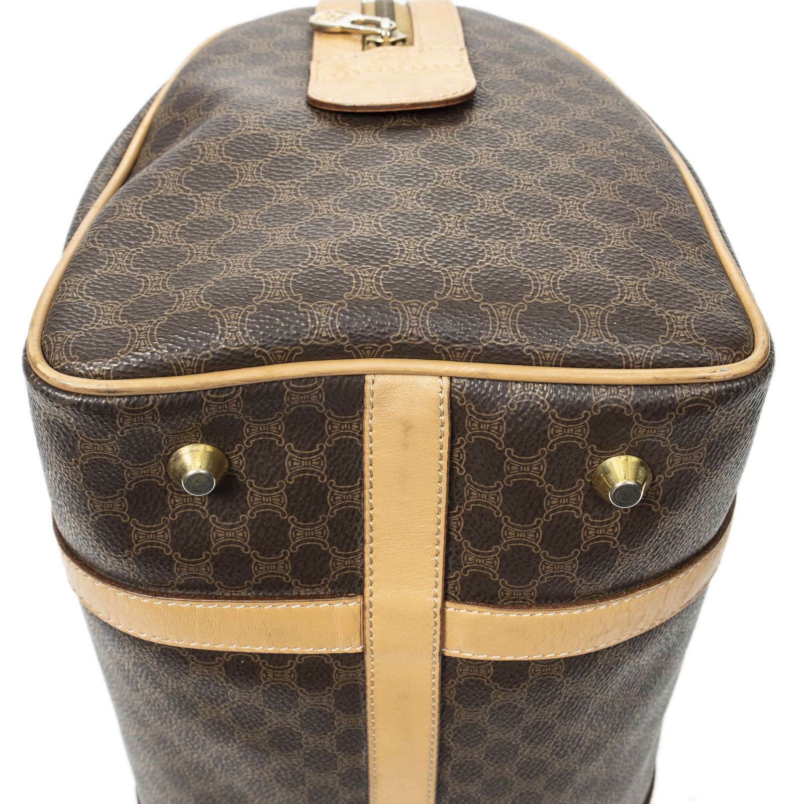 CELINE セリーヌヴィンテージ スモール ボストン茶色マカダムPVCキャンバスA WWW_NOITHATQUANGTHANH_NET