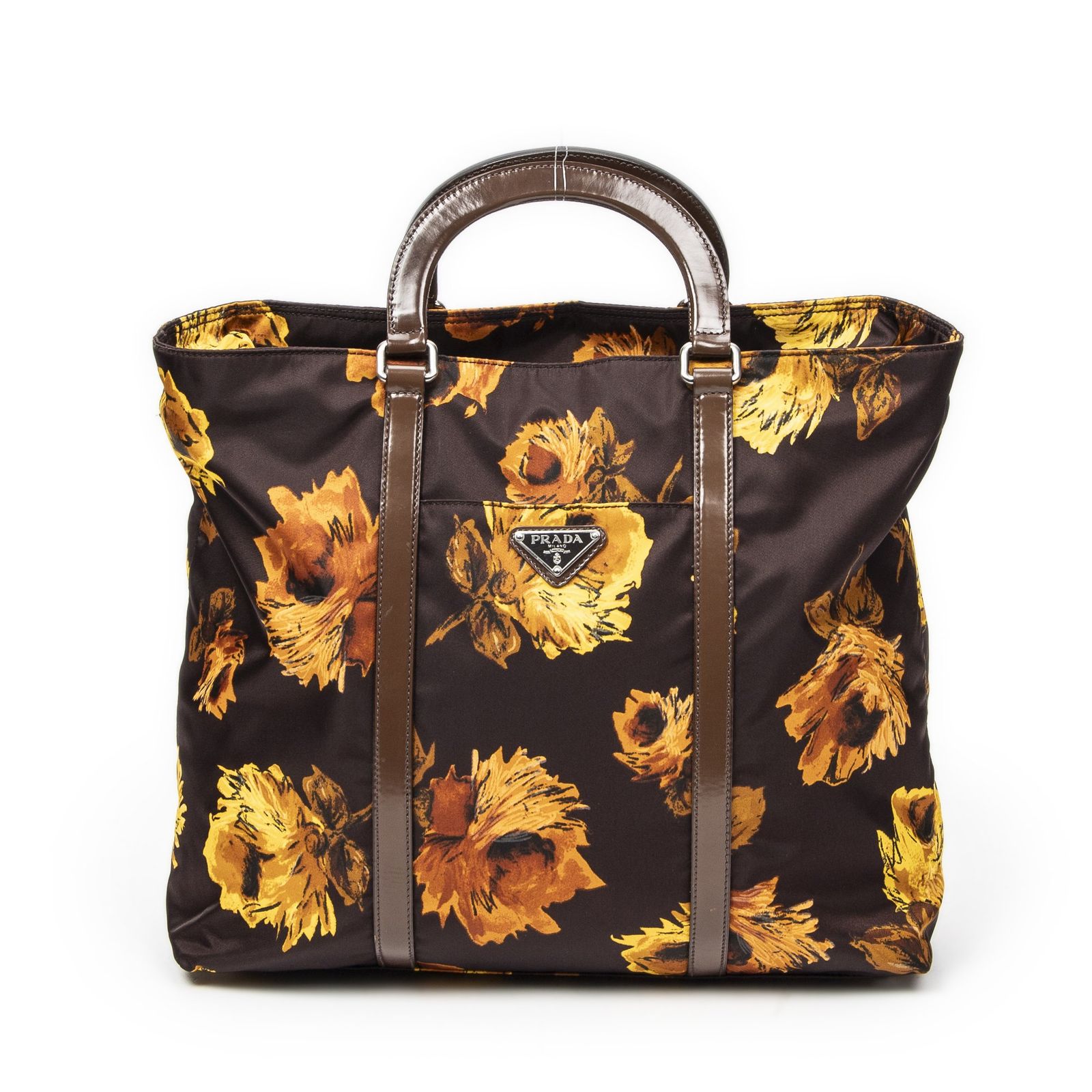 PRADA プラダプリントジップショッパートート黒プリントナイロンキャンバスA